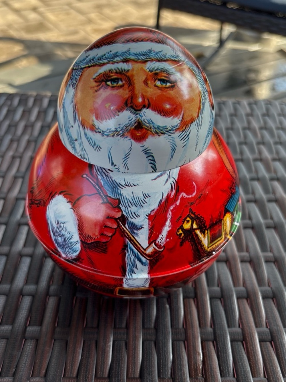 Red Santa Holiday Decorative Tin Box - Classic Festive Design